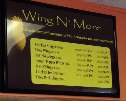 Wings & more menu