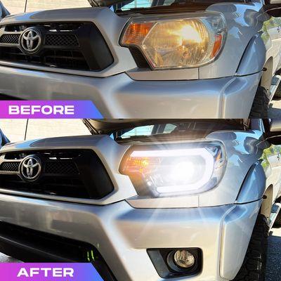 Before with halogen lights - After with 12,000 Real Lumens LED lights -- X-Apollo Series -- 2 Years warranty!