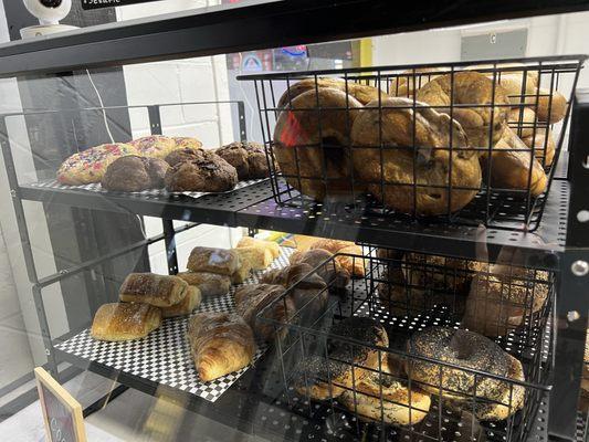 Sugar cookies, chocolate chip cookies, chocolate and regular croissants! Sesame, poppyseed, cinnamon raisin, plain, everything bagels