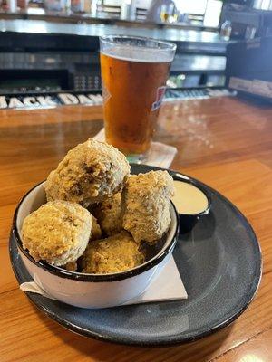 Kinda salty Boudin Balls and ... ranch?