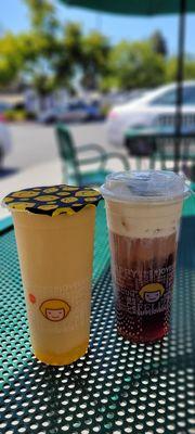 Mango Yakult Smoothie and Black Tea with Salted Cheese. distinct flavors all refreshing