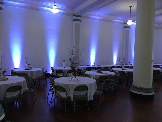 Uplighting rental at the Masonic Trmple.