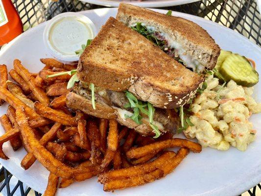 The Italian grilled cheese with sweet potato fries