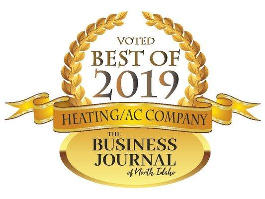 We are the 2019 Best of Heating/AC Company!!!