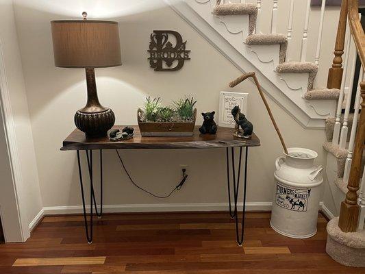 Console table with live edge