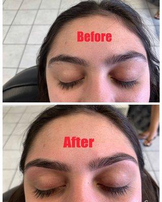 Natural cleanup for her eyebrows!