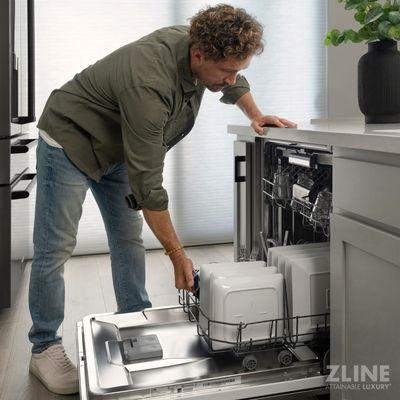 ZLINE 24 in. Monument Series 3rd Rack Top Touch Control Dishwasher with Stainless Steel Panel, 45dBa (DWMT-304-24)