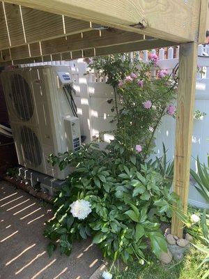 Ductless Condenser installed under customer's deck