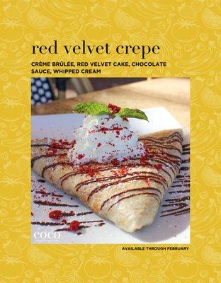 Kicking off 2023 with the red velvet crepe as our crepe of the month!