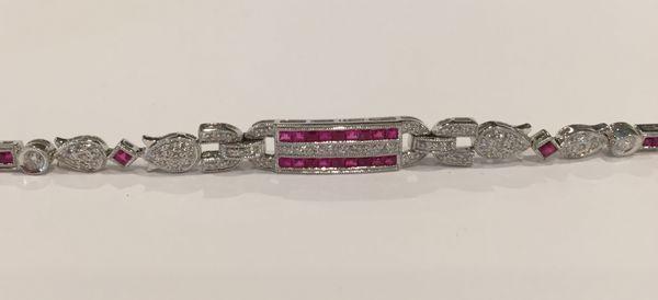 18k diamond and ruby bracelet in white gold