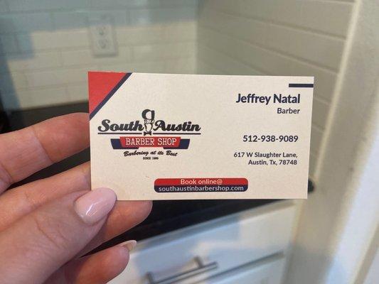 Jeffrey's business card.