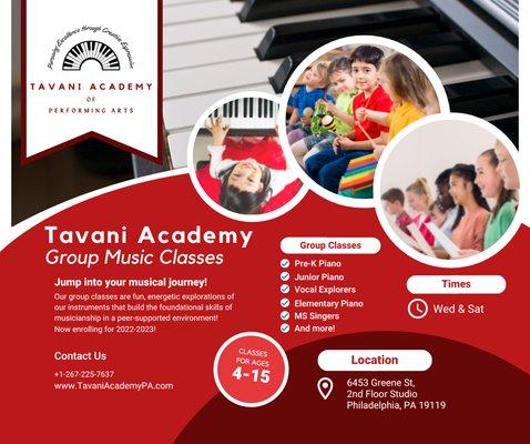 Group music classes for kids of all ages