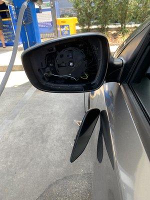 left mirror dangling