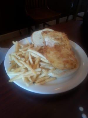 Fried chicken sandwich with fries