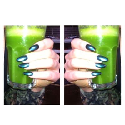 My greenish blue nails with black edges