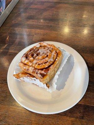 Cinnamon roll.. perfect size! Not obnoxiously huge lol. Under $3 too!