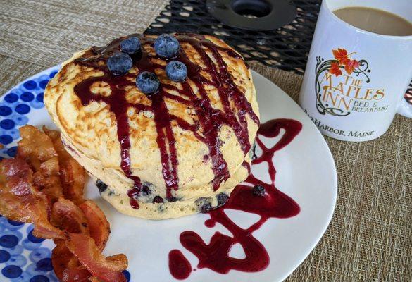 An EPIC stack of blueberry pancakes