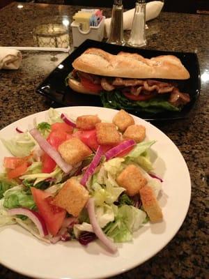 Tenderloin sandwich and side salad