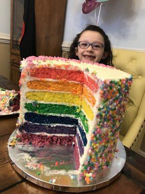 Rainbow 7 layer cake