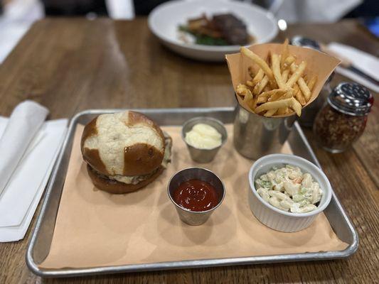 Smash burger with truffle fries