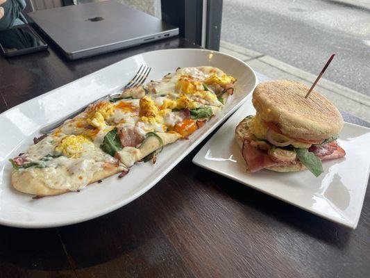 Brunch Flatbread 4.25/5 and rainier sandwich 5/5 very yummy