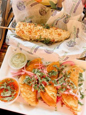 Birria Tacos and Elote Corn