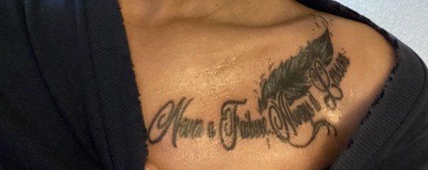 My first tattoo with Steve . "Never a Faliure, Alwayd a Lesson."