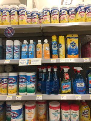 Loads of sanitizers and cleaning products!