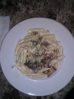 Grilled chicken penne carbonara. A++