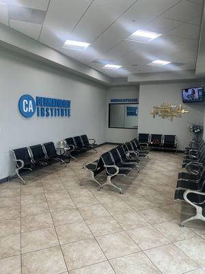 Comfortable and clean waiting room Inside California Dermatology Institute!