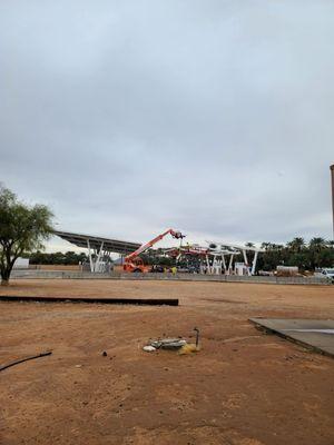 Solar Tesla charging station in progress