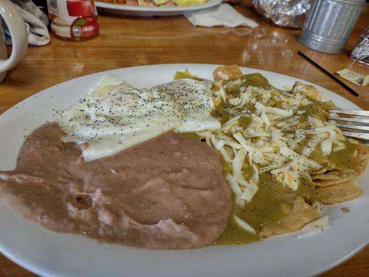 Chilaquiles with green sauce