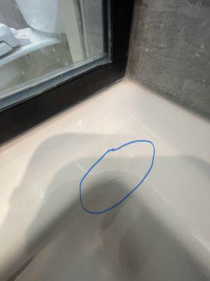 Before - Stress Crack within the acrylic substrate of a bathtub