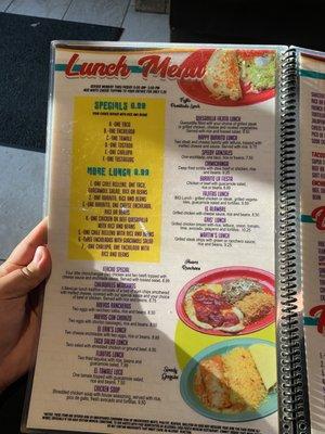 Lunch menu