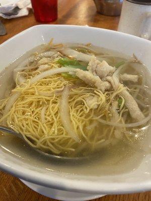 Chicken egg noodle soup