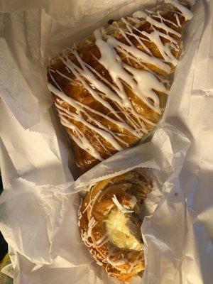 Apple turnover and cheese danish