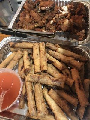 Chicken and lumpia tray