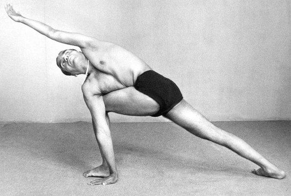 B.K.S. Iyengar in Parivrtta Parsva Konasana