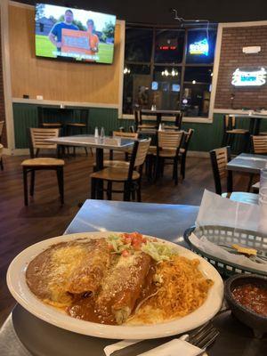 Chicken enchilada and a tamale and the World Series!