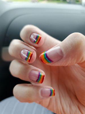 Rainbow pride french nails