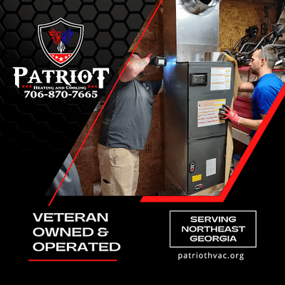 Josh Craig and Chris Hutchison hard at work representing Patriot Heating, Cooling, Plumbing and Electrical.