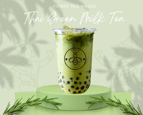 Thai Green Milk Tea with Boba