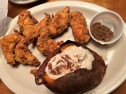 Chicken tenders and a sweet potato