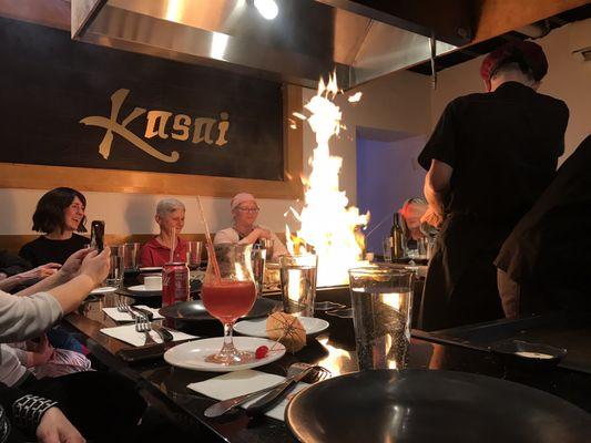 Hibachi, fire on the grill