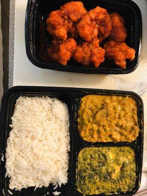 Ginger Gobhee, mushroom matar, Palak Paneer