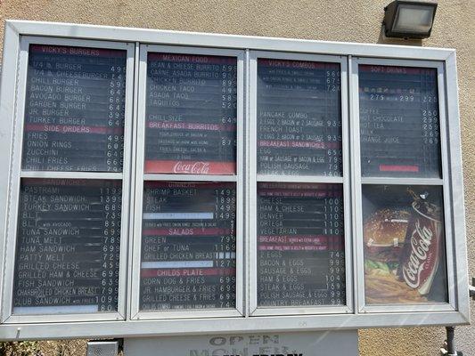 Drive thru menu