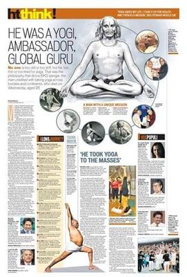 According to NY time, BKS Iyengar was 1 of the 100 most influencial people in the world.