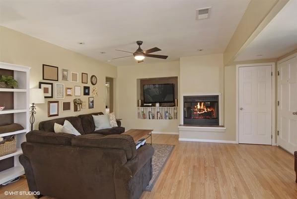 Cozy living room in La Mesa. First time home buyer and very excited for her. She also throws a great party with her pool in the back!