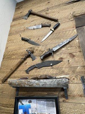 Knives forged by students and clients