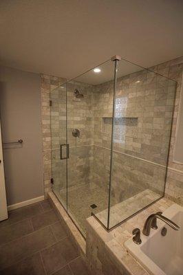 Bathroom Remodel, Brand new tiled shower and tub surround in Seattle